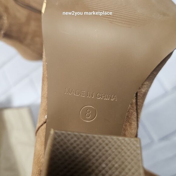 Women's Faux Suede Embroidered Knee High Cowboy Boots Size 8 Light Brown - New* - Picture 6 of 16